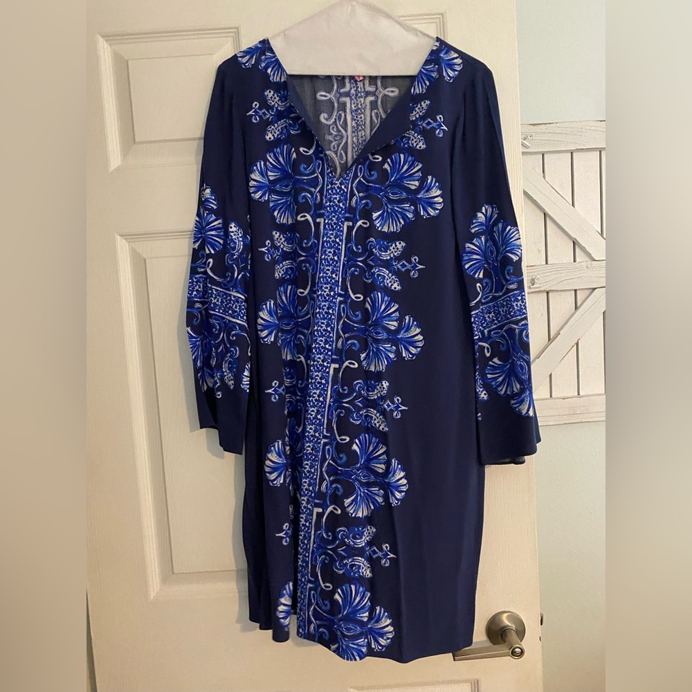Long sleeve navy dress